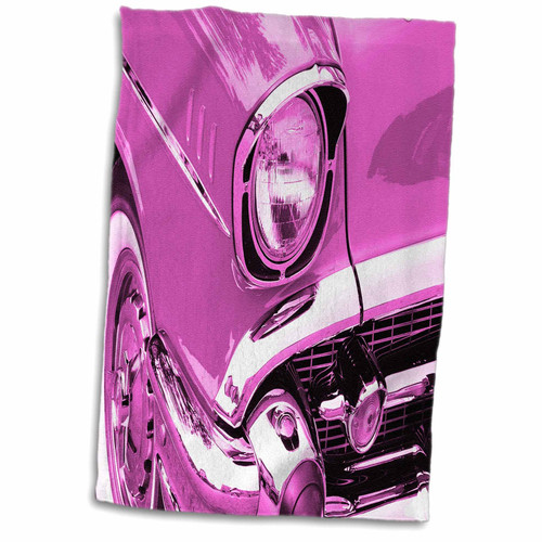3dRose RinaPiro - Transportation - Classic Vintage car. Hot Pink. - Towels (twl-216289-1)