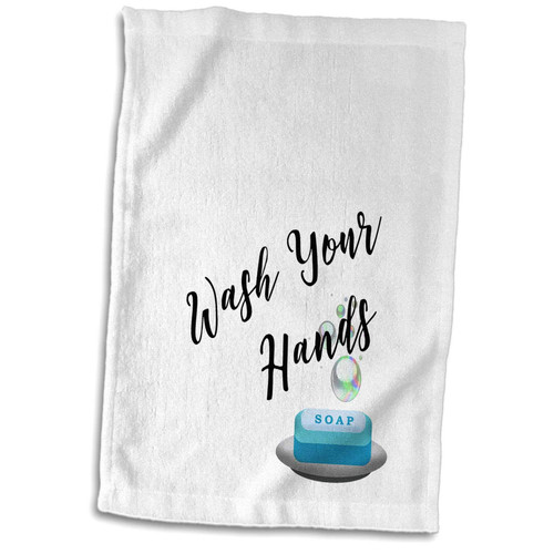 3dRose Cassie Peters Digital Art - Colorful Soap Wash Your Hands Typography - Towels (twl-334839-1)