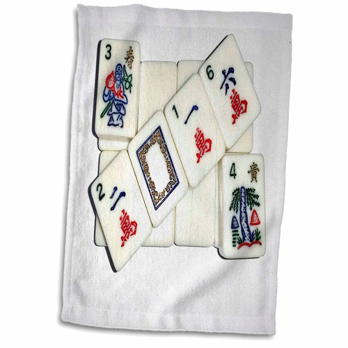 3dRose Florene Games - Image of 2016 Mah jongg with Flower Tiles - Towels (twl-234492-1)