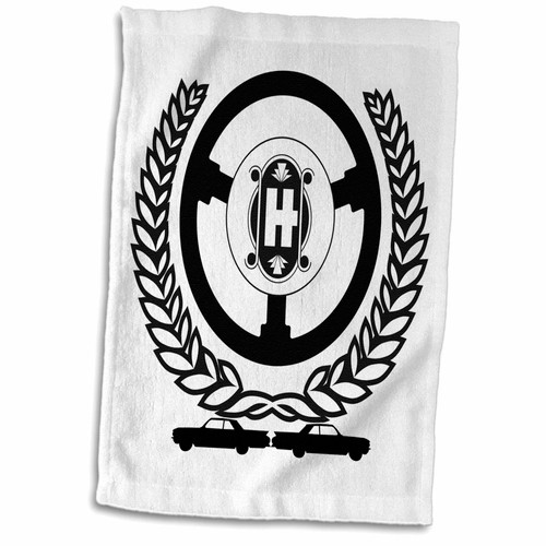 3dRose Laurel Wreath, Steering Wheel, Two Classic Cars. Handsome Letter H - Towels (twl-297420-1)