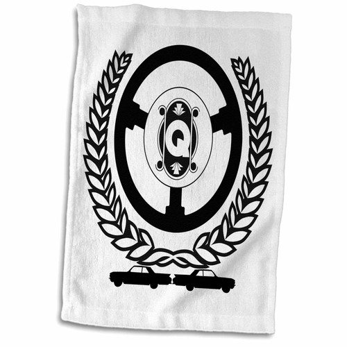 3dRose Laurel Wreath, Steering Wheel, Two Motor Cars. Delightful Letter Q - Towels (twl-297429-1)