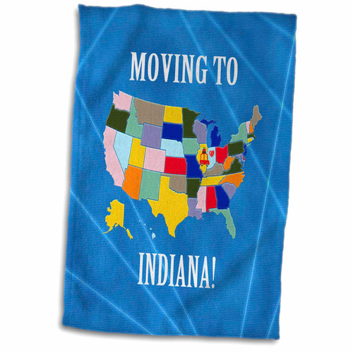 3dRose United States Map, Moving to Indiana, Heart and Car with Luggage - Towels (twl-218307-1)