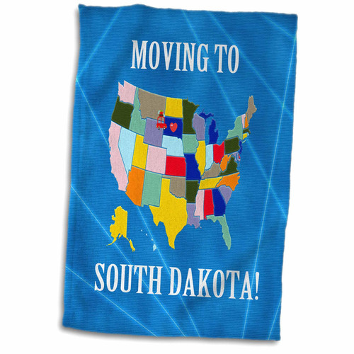 3dRose United States Map, Moving to South Dakota, Heart and Car with Luggage - Towels (twl-233536-1)