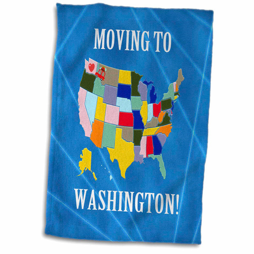 3dRose United States Map, Moving to Washington, Heart and Car with Luggage - Towels (twl-234530-1)