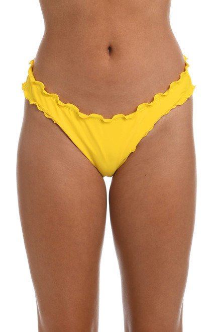 Hobie womens Cinched Back Hipster Swimsuit Bikini Bottoms, Sunshine Solids, X-Small US