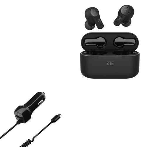 BoxWave Car Charger Compatible with ZTE LiveBuds - Car Charger Plus, Car Charger Extra USB Port with Integrated Cable - Black BoxWave Car Charger Compatible with ZTE LiveBuds - Car Charger Plus, Car Charger Extra USB Port with Integrated Cable - Black