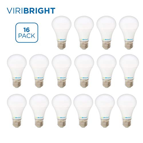 Viribright Lighting 750338-16SC Viribright 60W Equivalent, Light, A19 Bulb, Energy Efficient 8W LED, Soft White 2700K, 16-Pack, Warm