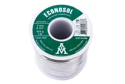 AIM Econosol 97/3 Lead-Free 0.125inch Solid Solder Wire for Plumbing Repairs (454g / 16oz)