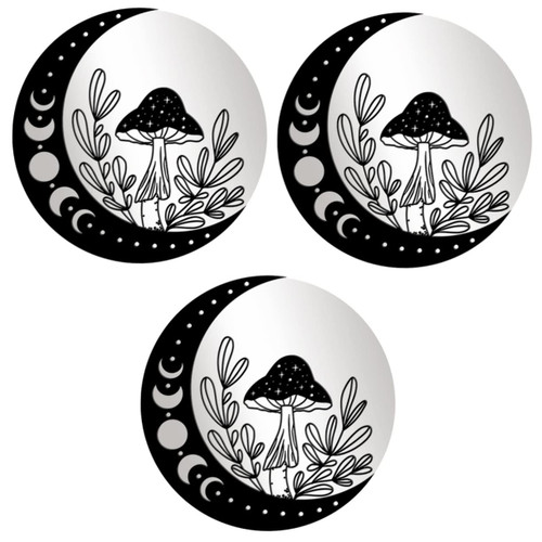 Toyvian 3pcs Mushroom Mirror Wall Sticker Moon Phase Wall Sticker Moon Phase Wall Art Modern Mirrors Decorative Mushroom Wall Decor Decorations Three-Dimensional Acrylic