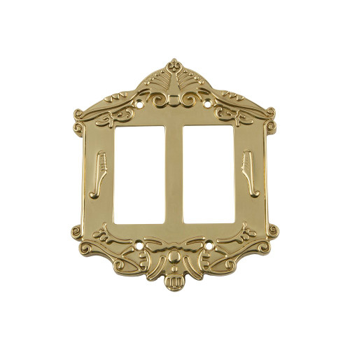 Nostalgic Warehouse 720086 Victorian Switch Plate with Double Rocker, Unlacquered Brass