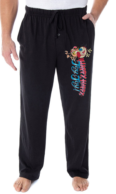 Nickelodeon Ren and Stimpy Happy Happy Joy Joy Sleep Pajama Pants (M) Black