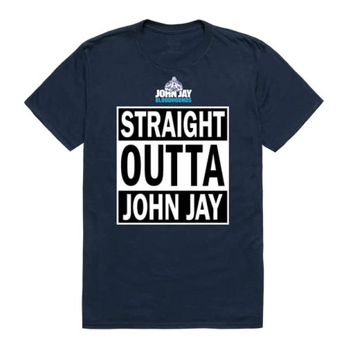 John Jay College Bloodhounds Straight Outta Tee T-Shirt - Navy, Small