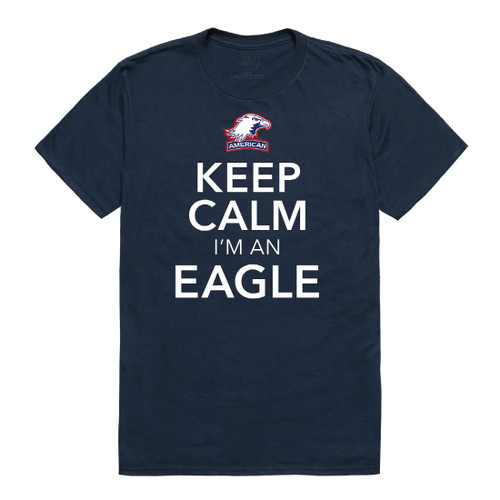 American University Eagles Keep Calm Tee T-Shirt - Navy, Small