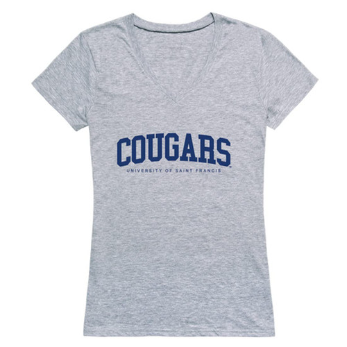 University of Saint Francis Cougars Womens Game Day T-Shirt Tee - Heather Grey, Medium