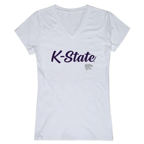 W Republic Kansas State University Wildcats Women's Script Tee T-Shirt - White, Medium