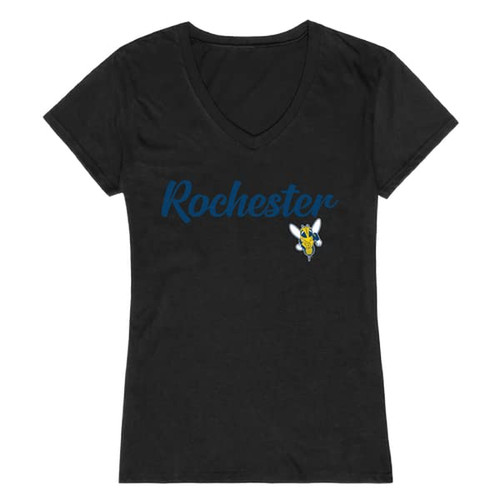 W Republic University of Rochester YellowJackets Women's Script Tee T-Shirt - Black, Medium