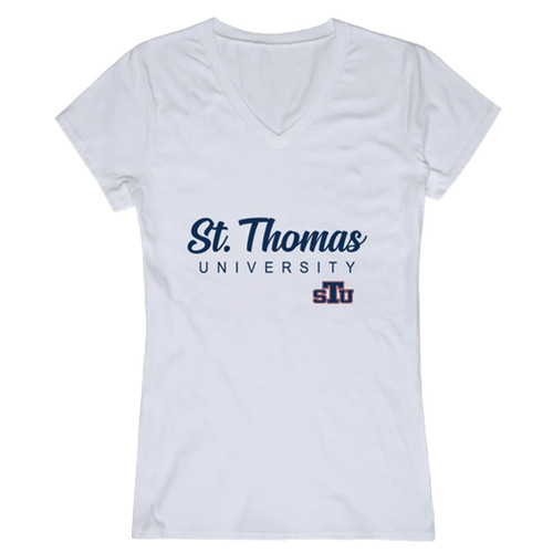 St. Thomas University Bobcats Script Womens Tee T-Shirt - White, Small