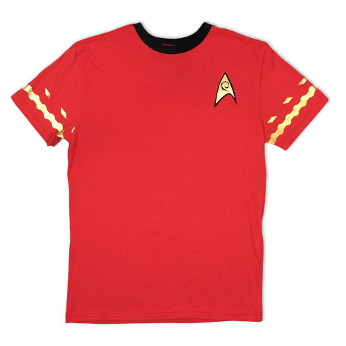 Star Trek: The Original Series Engineering Classic Uniform Cosplay Red Cotton T-Shirt (SM)