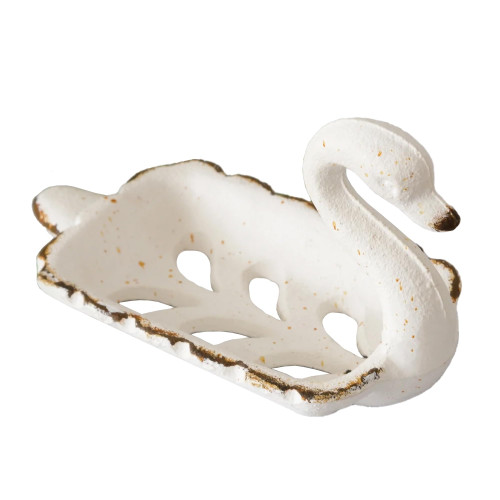 Your Heart's Delight by Audrey's 8T2282 Swan White 4.5 x 7.5 Iron Soap Dish