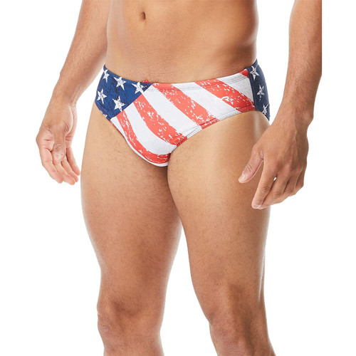 TYR Str Spngld Male Racr, RD/WHT/BLU, 26