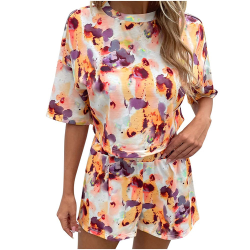 SHENGXINY Women's Floral Print Sweatsuits Summer Tops Shorts Outfits Two Piece Tracksuit Set Loose Comfy Outfit for Women SHENGXINY Women's Floral Print Sweatsuits Summer Tops Shorts Outfits Two Piece Tracksuit Set Loose Comfy Outfit for Women