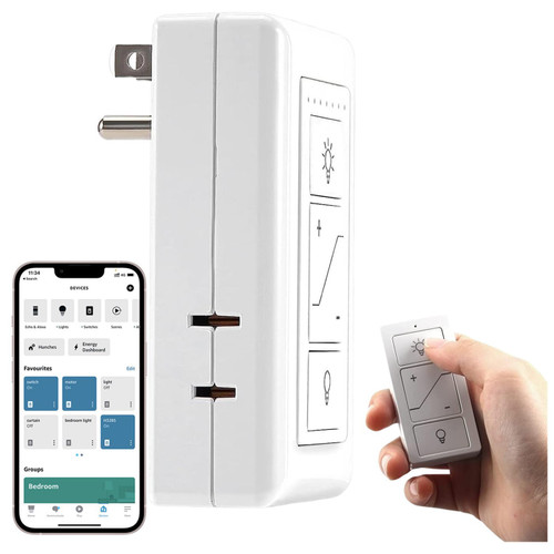Nexete Smart Plug in Dimmer Switch Outlet with Remote,Wall Mount Lamp Switch for Dimmable LED Bulb Lamp String Light,Remote & Voice Control, Bluetooth Work with Alexa(Plug in Dimmer & Remote Kit)