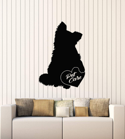 Large Vinyl Wall Decal Love Dog Pet Care Shop Animal Nursery Decor Stickers Mural (g3982) Black