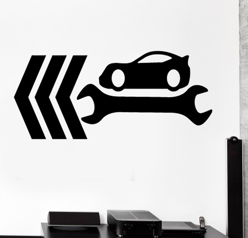 Large Vinyl Wall Decal Car Service Garage Repair Decor Driver Stickers (268ig) Matte Black