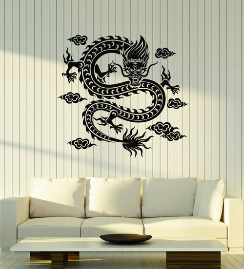 Vinyl Wall Decal Mythology Fantasy Chinese Dragon Asian Style Stickers Mural Large Decor (g7517) Black Vinyl Wall Decal Mythology Fantasy Chinese Dragon Asian Style Stickers Mural Large Decor (g7517) Black