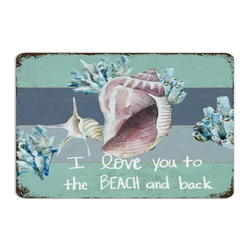 Sea Snail Starfish Nautical Beach Ocean Theme Rustic Metal Sign Farmhouse Office Signs Under The Sea Octopus Crab Fish Wall Decor Metal Plaque for Bathroom Dorm Home 12x18 Inch