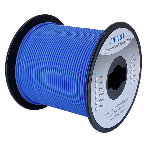 FIPNOT 18 AWG Wire 18 Gauge Silicone Wire - 200ft Blue Spool, Flexible 18AWG Hook Up Wire Kit Stranded Electrical Tinned Copper Wire High Temp 200? 600V
