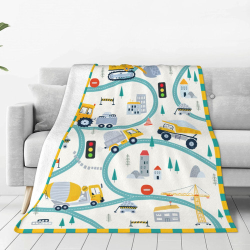 Cartoon Construction Truck Blanket Boys Excavator Plush Throw Blanket Soft Fuzzy Flannel Tractor Blanket for Bed Couch Sofa Decor Trucks Car Lover Toddler Kids Blankets Gift 60"X50" Cartoon Construction Truck Blanket Boys Excavator Plush Throw Blanket Soft Fuzzy Flannel Tractor Blanket for Bed Couch Sofa Decor Trucks Car Lover Toddler Kids Blankets Gift 60"X50"