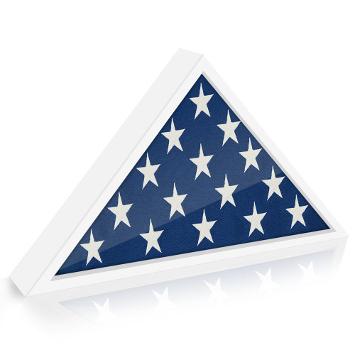Americanflat Large Flag Display Case for Burial Flag in White - Fits a Folded 5x9.5 Flag - Military Flag Display Case - Triangle Flag Holder with Wall Mount and Polished Plexiglass Front