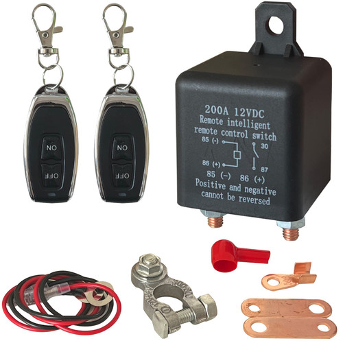Remote Battery Disconnect Switch for Car Vehicle Truck Boat RV and More DC12V 200A Car Kill Switch Wireless Remote Control Anti-Theft Prevent Battery Drain Battery Switch Isolator with Two Keys