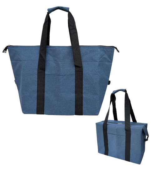 GOKEYTBAY Durable Reusable Insulated Grocery Cooler Bag with Handles Sturdy Leakproof Freezer Shopping Tote for Frozen Cold Hot Foods Delivery Bag to Keep Food Cold and Warm, Blue