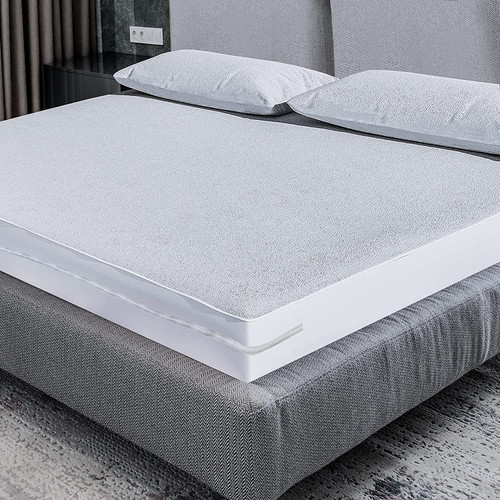 Zippered Mattress Encasement, Soft Cotton Terry Surface, Durable Noiseless Zipper, Breathable, Waterproof Mattress Protector (Queen)