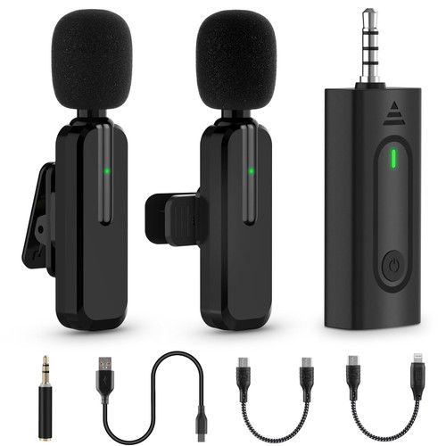 MAYBESTA Wireless Lavalier Lapel Microphone - Rotatable Clip-on Mic for iPhone Android Camera - Professional Mini Microphones for Video Recording YouTube Podcast Vlogging Live Streaming Interview