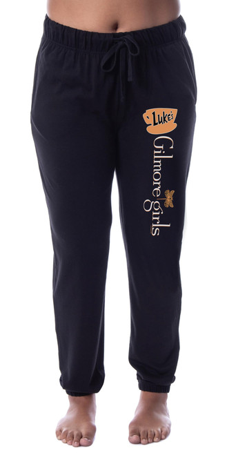 INTIMO Gilmore Girls Womens' Luke's Diner Logo TV Show Sleep Jogger Pajama Pants (X-Large) Black