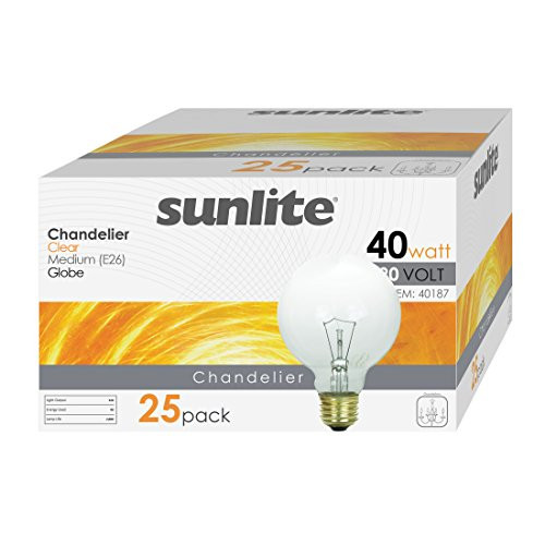 Sunlite 40G25/CL/24PK 40W Incandescent G25 Globe Light Bulb with Medium (E26) Base (24 Pack), Crystal Clear