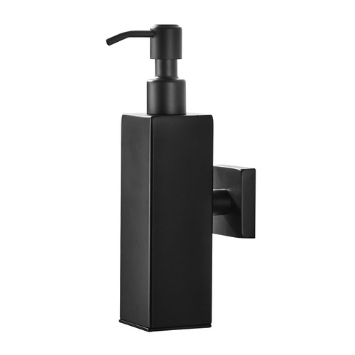 TINYROW Wall Mount Soap Dispenser for Bathroom Stainless Steel Soap Dispenser Black Square Liquid Soap Holder