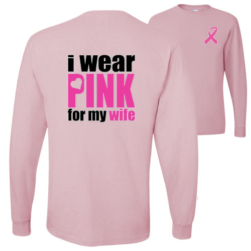 wild custom apparel I Wear Pink for My Wife Front & Back Long Sleeve, Light Pink, 5XL wild custom apparel I Wear Pink for My Wife Front & Back Long Sleeve, Light Pink, 5XL