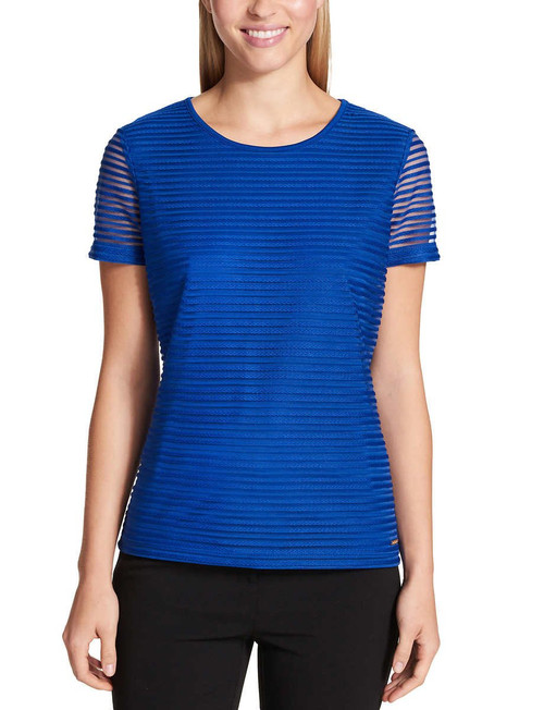 Calvin Klein Women's Stretch Textured Shirt (Regatta, X-Large)