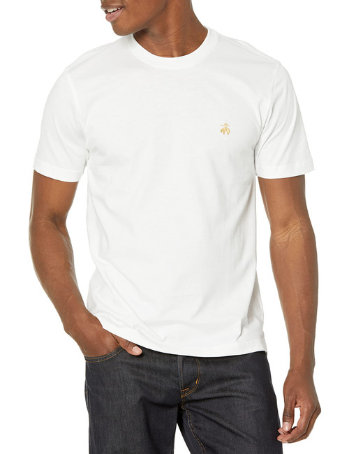 Brooks Brothers Men's Short Sleeve Cotton Crewneck Logo T-Shirt, White, Large