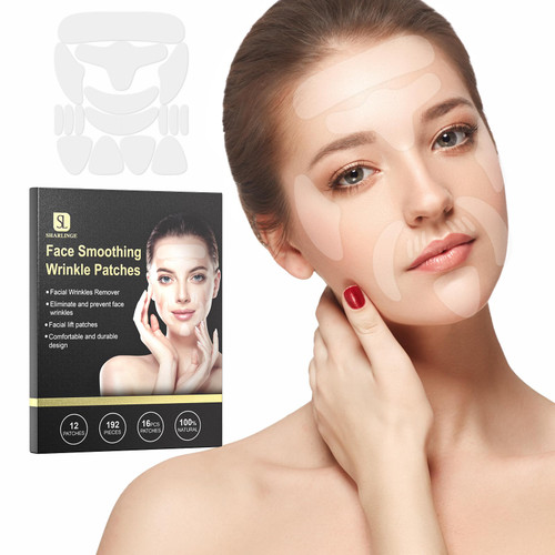 SHARLINGE Forehead Wrinkle Patches,192 Pcs Face Wrinkle Patches,Silicone Wrinkle Patches To Reduce Fine Wrinkles,Anti Wrinkle Facial Patches Overnight To Smooth Eye, Mouth, Forehead Wrinkles