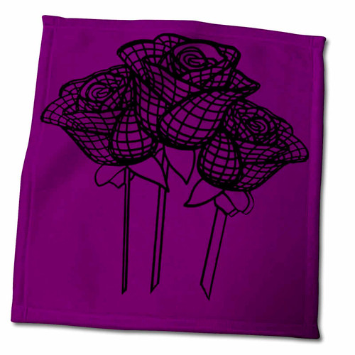 3dRose Artistic Mesh Graphic Gothic Black Roses - Towels (twl-356630-3)