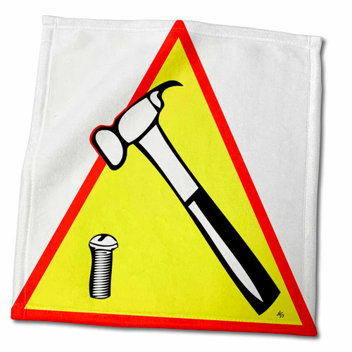 3dRose Mark Grace SCREAMNJIMMY Hand Tools - Wrong Tool Dude Hammer Triangle 1 - Towels (twl-16913-3)
