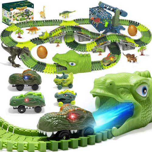 EchoPlan Dinosaur Toys,309PCS Dinosaur Race Track Train Toy with 4 Dino Cars,6 Dino Toys, 270 Flexible Track set,Create A Dino World Road Race,Toys for Boys 3 4 5 6 7 8 10+ Year Old & Up kids toddlers EchoPlan Dinosaur Toys,309PCS Dinosaur Race Track Train Toy with 4 Dino Cars,6 Dino Toys, 270 Flexible Track set,Create A Dino World Road Race,Toys for Boys 3 4 5 6 7 8 10+ Year Old & Up kids toddlers