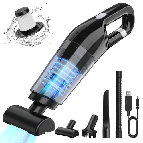 GOXIFACA Handheld Vacuum Cordless 8000PA, Vacuum Cleaner, Strong Suction, Multipurpose Hand Vacuum, 3-Layer Filtration, Portable & Rechargeable Vacuum Cleaner for Car