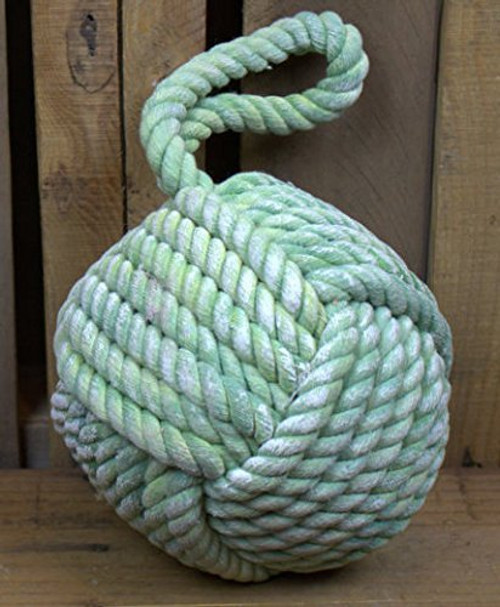 6" Diameter Monkey Paw Sailor Knot Doorstop (Whitewashed Green Cotton) 6" Diameter Monkey Paw Sailor Knot Doorstop (Whitewashed Green Cotton)