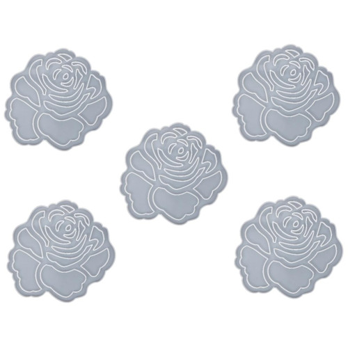 Didiseaon 5pcs Rose Mold Resin molds Rose Pendant molds for Resin Rose Shape Mould Coaster Silicone molds epoxy Resin Silicone epoxy Mold Crafts Casting Tools Home Decoration Mold White